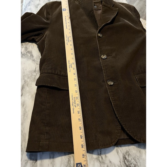 Banana Republic Mens‎ Sz Lg Vtg Y2K Chocolate Brown 3 Button Corduroy Blazer - Picture 13 of 16